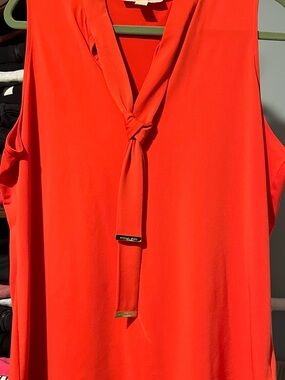 Michael Kors Bright Orange Sleeveless Tie-Neck Camisole